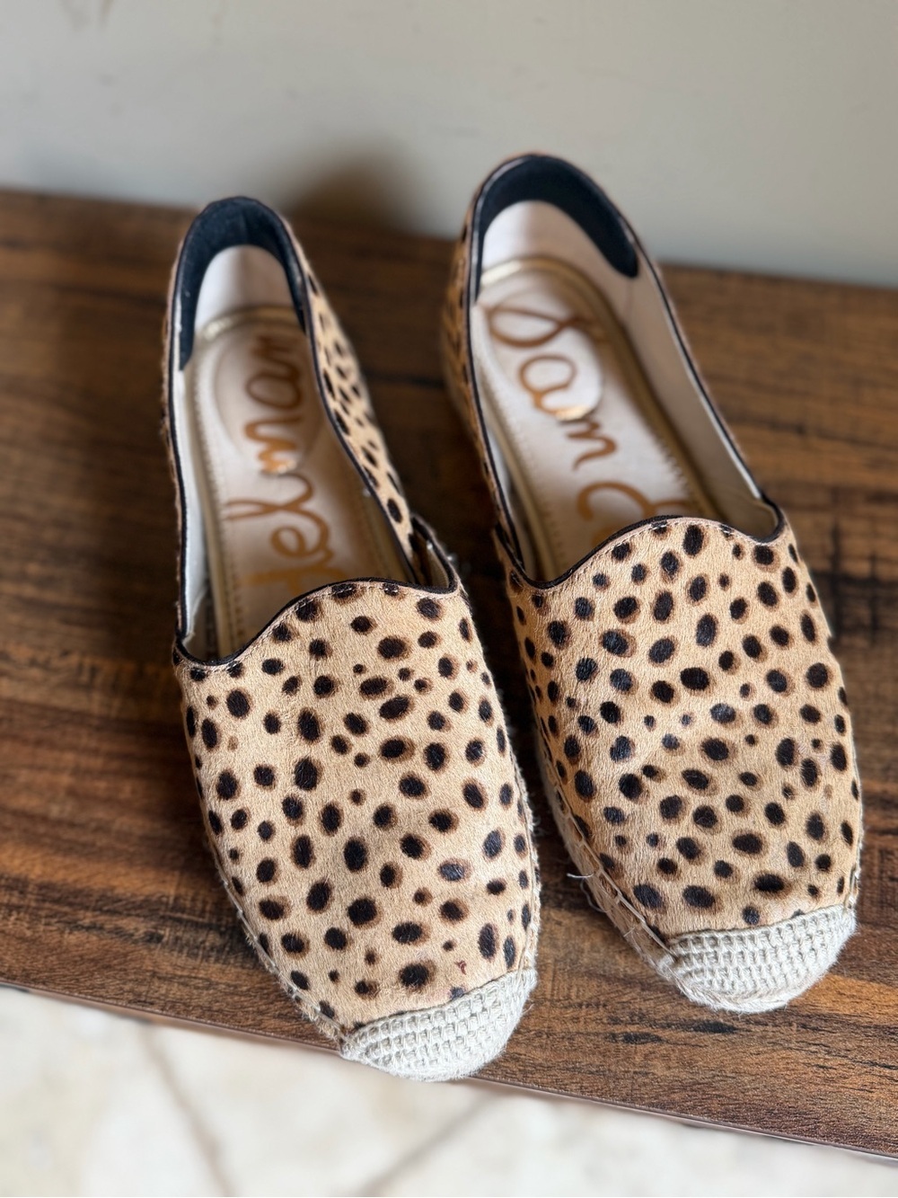 Sam Edelman Kesia Animal Print Pony Hair Leather Espadrilles Size 7